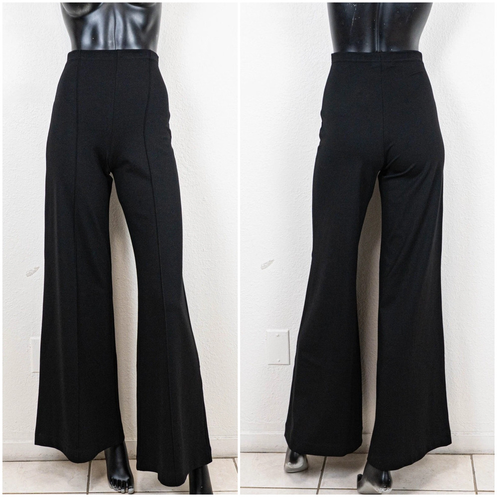 RIPLEY RADER Black Ponte Knit Long Wide Leg Pant size 4 (Large) - Picture 2 of 11
